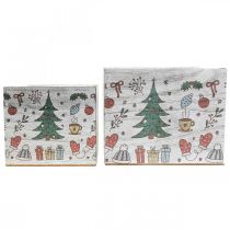Product Wooden planter Christmas decoration white, colored 20 × 20/15 × 15cm, set of 2