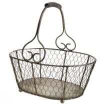 Wire basket antique look basket with handle metal basket 28×23×12cm