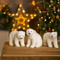 Product Polar bear decorative figures standing and sitting white 16/20cm 3pcs