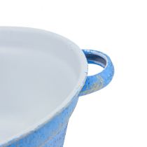 Decorative bowl planter blue metal deco shabby Ø21cm H10.5cm