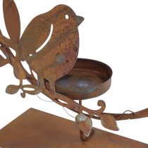 Bird deco flower tealight holder rust look 24×27×6cm