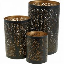 Product Lantern forest tea light holder metal Ø8/10/13cm set of 3