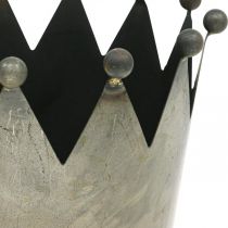 Product Deco crown antique look gray metal decoration Ø17.5cm H17.5cm