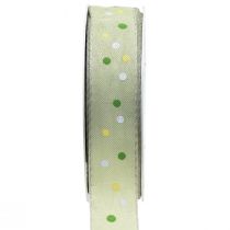 Product Gift ribbon with dots ribbon green 25mm 18m