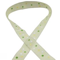 Product Gift ribbon with dots ribbon green 25mm 18m