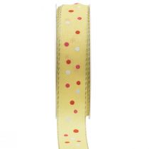 Product Gift ribbon with dots ribbon yellow 25mm 18m