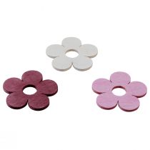 Product Scatter decoration wooden flowers table decoration pink purple white Ø4cm 72 pcs