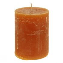 Product Pillar candles dark orange through-colored Sunset 60x80mm 4pcs