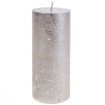 Product Pillar candles platinum shiny pattern 200mm Ø85mm 2pcs
