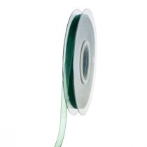 Product Organza ribbon green gift ribbon woven edge fir green 6mm 50m