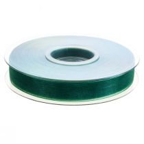 Product Organza ribbon green gift ribbon woven edge fir green 15mm 50m
