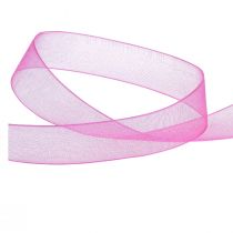 Product Organza ribbon gift ribbon pink ribbon selvedge 15mm 50m