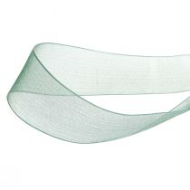 Product Organza ribbon green gift ribbon woven edge fir green 25mm 50m