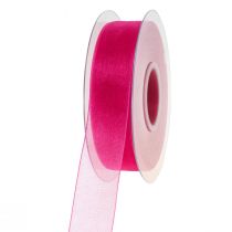 Product Organza ribbon gift ribbon pink ribbon selvedge 25mm 50m