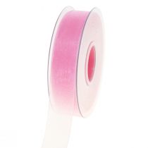 Product Organza ribbon gift ribbon pink ribbon selvedge 25mm 50m