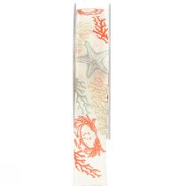 Product Decorative ribbon maritime gift ribbon coral 25mm 18m