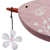 Decorative bird spring decoration hanging decoration wood pink 15×8.5cm