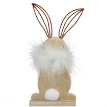 Product Decorative bunny wooden bunnies with feathers Easter decoration H17.5cm 3pcs