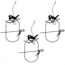 Product Hanging decoration metal decorative birds black 18×22.5cm 3pcs