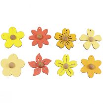 Product Wooden flowers hanging decoration wood summer decoration yellow 4.5cm 24pcs