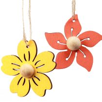 Product Wooden flowers hanging decoration wood summer decoration yellow 4.5cm 24pcs