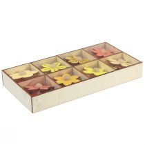 Product Wooden flowers hanging decoration wood summer decoration yellow 4.5cm 24 pcs