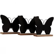 Product Table Decoration Wooden Decoration Butterfly Black Natural 12cm 6 Pcs