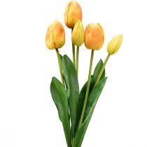Product Orange Yellow Tulips Decoration Real Touch Artificial Flowers 49cm 5 Pcs
