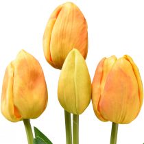 Product Orange Yellow Tulips Decoration Real Touch Artificial Flowers 49cm 5 Pcs