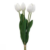 Product White Tulips Decoration Real Touch Artificial Flowers Spring 49cm 5pcs