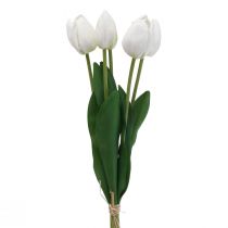 White Tulips Decoration Real Touch Artificial Flowers Spring 49cm 5 Pcs