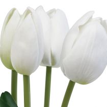Product White Tulips Decoration Real Touch Artificial Flowers Spring 49cm 5 Pcs