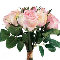 Product Artificial Roses Pink Cream Artificial Roses Decoration 29cm 12pcs