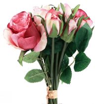 Product Artificial Roses Pink Artificial Roses Decorative Bouquet 29cm 12pcs