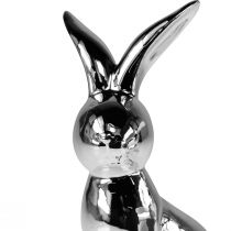 Product Decorative Easter Bunny Ceramic Decorative Bunny Sitting Silver 18cm 2pcs