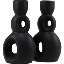 Product Candle Holder Ceramic Candlestick Black Modern H16cm 2pcs