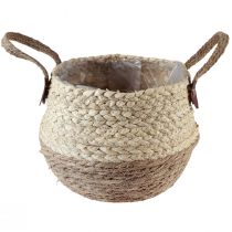 Product Basket seagrass two-tone basket with handles Ø25cm H24cm
