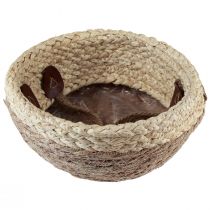 Product Seagrass Basket Two-Tone with Handles - Storage &amp; Planting Basket - Natural &amp; Brown Ø25cm H24cm