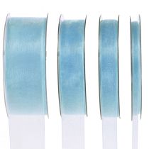 Organza ribbon gift ribbon light blue ribbon blue selvedge 50m