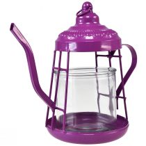 Product Tealight holder glass lantern teapot pink Ø15cm H26cm