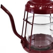 Product Tealight holder glass lantern teapot red Ø15cm H26cm