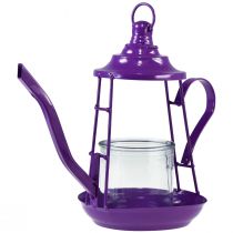 Product Tealight holder glass lantern teapot purple Ø13cm H22cm