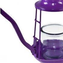 Product Tealight holder glass lantern teapot purple Ø13cm H22cm