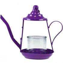 Product Tealight holder glass lantern teapot purple Ø13cm H22cm