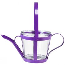 Product Lantern glass decoration watering can metal purple Ø14cm H13cm