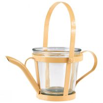 Product Lantern glass decorative watering can metal orange Ø14cm H13cm