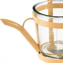 Product Lantern glass decorative watering can metal orange Ø14cm H13cm