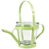 Product Lantern glass decorative watering can metal green Ø14cm H13cm