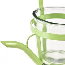 Product Lantern glass decorative watering can metal green Ø14cm H13cm