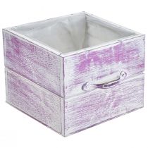 Product Plant drawer with handle pink white wood 12/15cm set of 2
